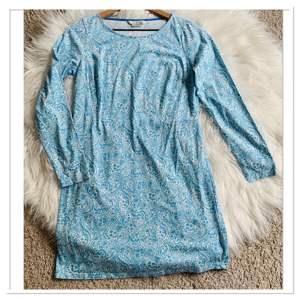 Boden Mia Paisley Print Tunic Dress Blue Size 8